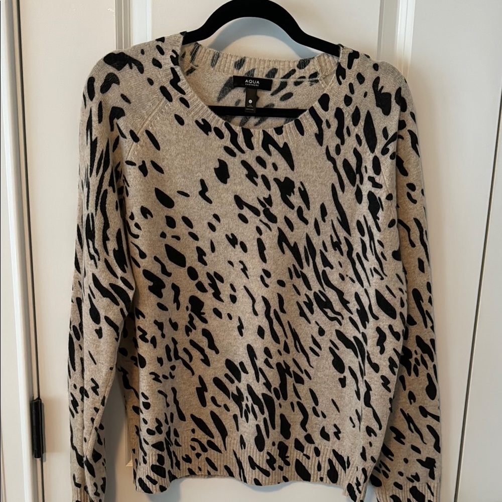 Cashmere Aqua Animal Print Sweater